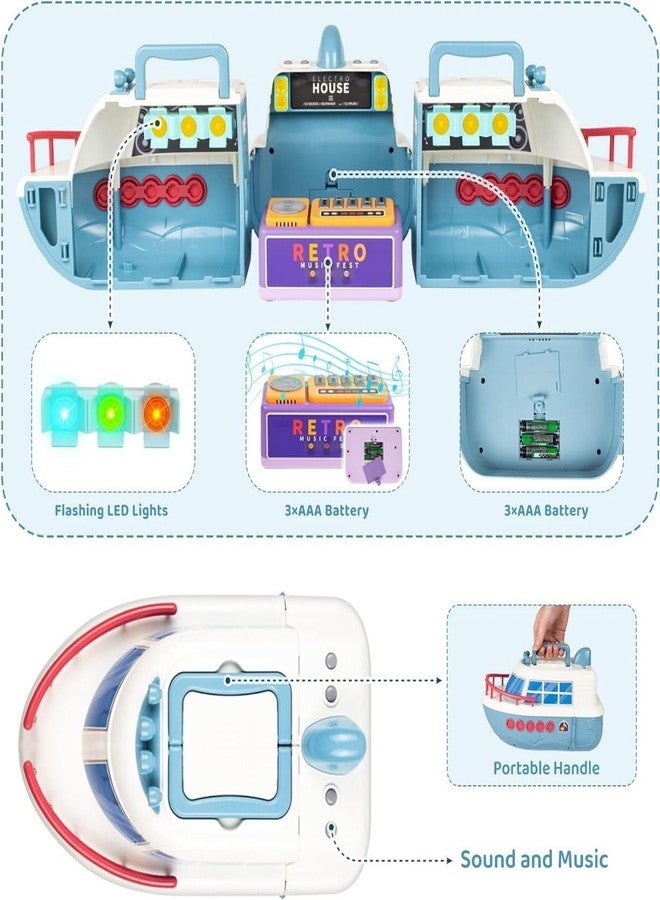 Rahisa Doll House Boat Play Set, Kids Toy Ship with Sound, Lights, Doll and Accessories for Disco Stage, Little People Pretend Play Birthday Gift Toys for Kids - Image 4